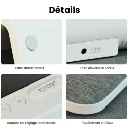 Station de Charge Qi AURIA 3-en-1 avec Veilleuse & Réveil