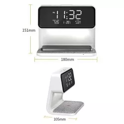 Station de Charge Qi AURIA 3-en-1 avec Veilleuse & Réveil