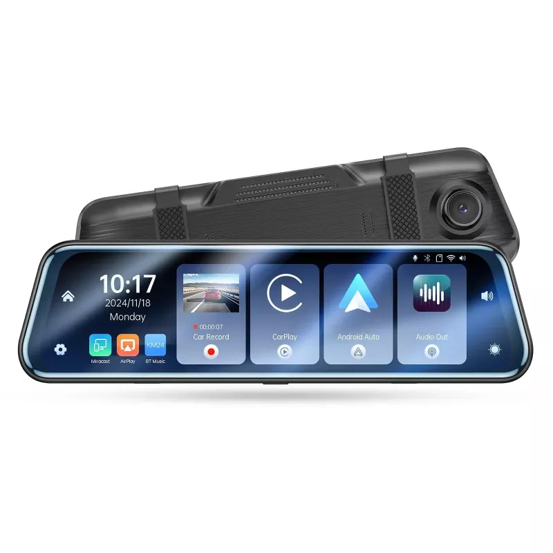Rétroviseur CarPlay 9,66" 4K KM24 | Dashcam Avant/Arrière