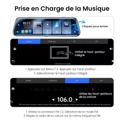 Rétroviseur CarPlay 9,66" 4K KM24 | Dashcam Avant/Arrière