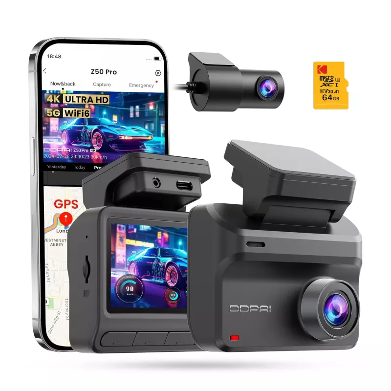 Caméra Dashcam DDPAI Z50 50 Pro GPS Dual 4K & 1080p