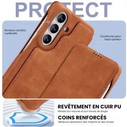 Galaxy S26 Plus | Étui Portefeuille LC.IMEEKE Imitation Daim