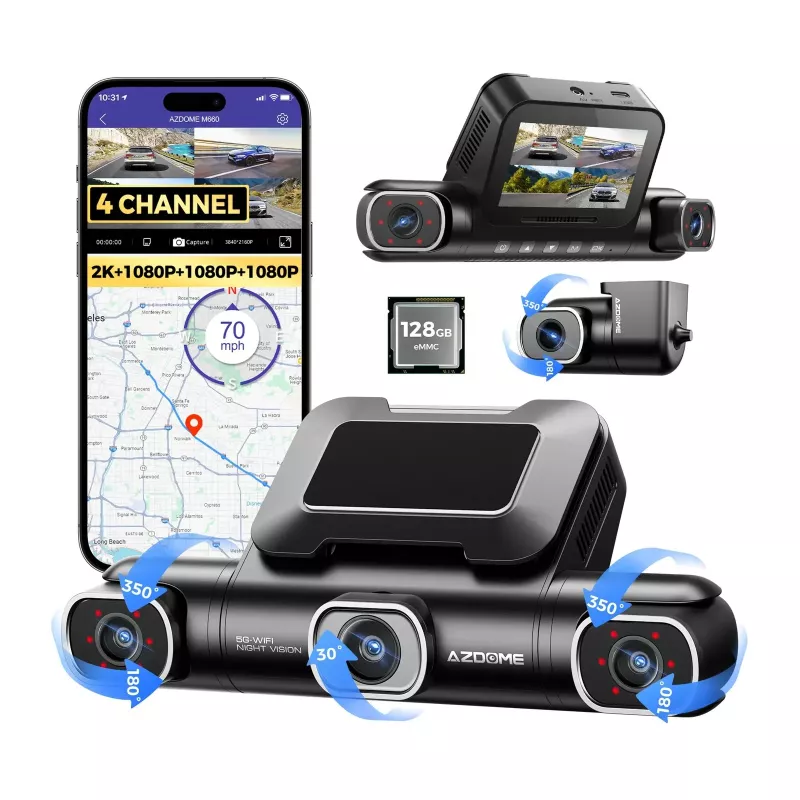 Caméra Dashcam AZDOME M660 4CH 2K GPS