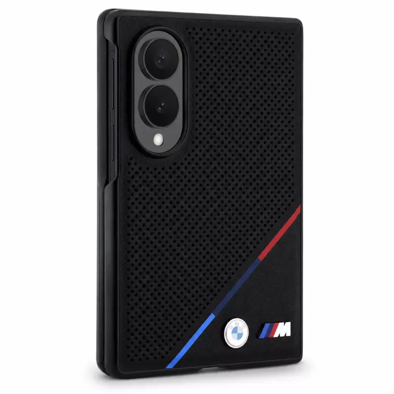 Galaxy Z Fold8 | Coque BMW M Cuir Perforé Bande Tricolore