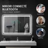 Miroir LED Connecté LUMÉA Bluetooth, Antibuée & Horloge 80x60 cm