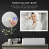 Miroir LED Connecté LUMÉA Bluetooth, Antibuée & Horloge 80x60 cm