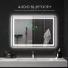 Miroir LED Connecté LUMÉA 100x80 cm | Antibuée & Horloge