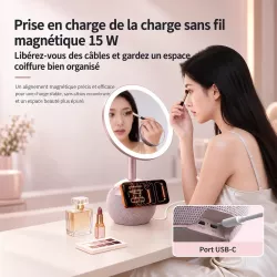 Miroir LED 4-en-1 ZGA WX09 | Enceinte & Chargeur Sans Fil