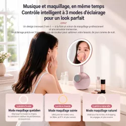Miroir LED 4-en-1 ZGA WX09 | Enceinte & Chargeur Sans Fil