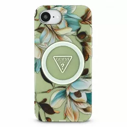 iPhone 16e / 17e - Coque GUESS IML Glitter Flowers Triangle
