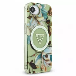 iPhone 16e / 17e - Coque GUESS IML Glitter Flowers Triangle