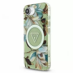 iPhone 16e / 17e - Coque GUESS IML Glitter Flowers Triangle