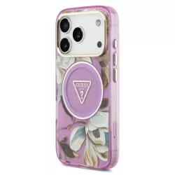 iPhone 18/17 Pro | Coque GUESS IML Glitter Flowers Triangle