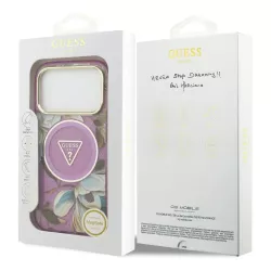 iPhone 18/17 Pro | Coque GUESS IML Glitter Flowers Triangle