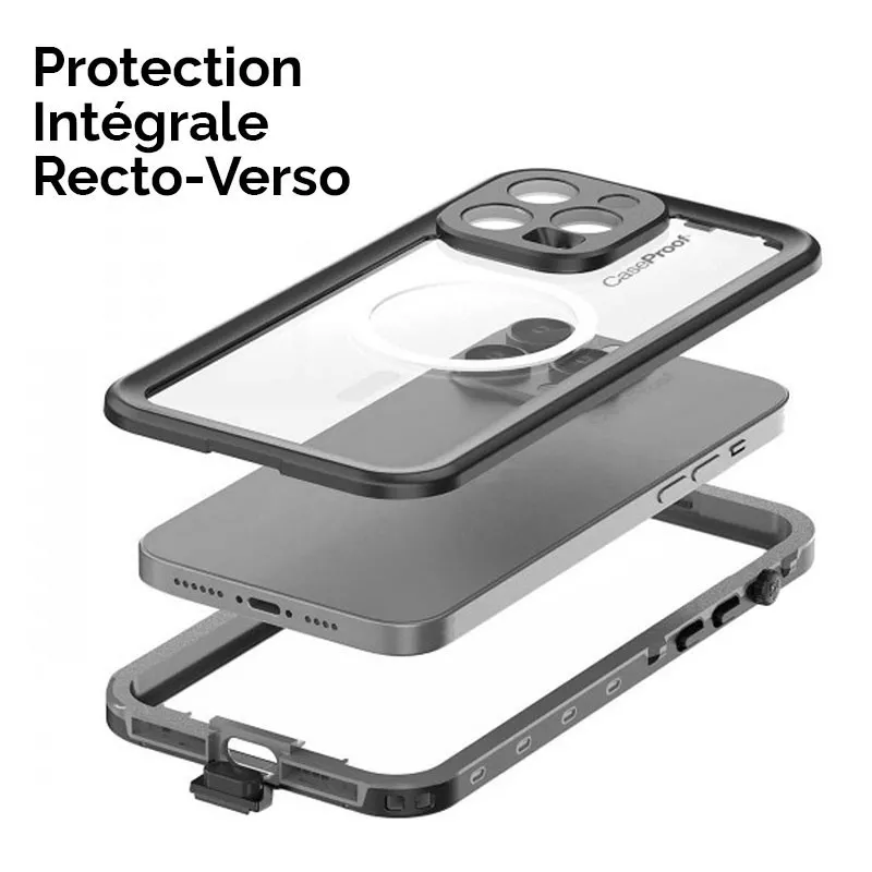 Housse De Protection Complète Redpepper Pour IPhone 15/Plus/Pro/Pro Max | Étanche, Antichoc 360° - Noir