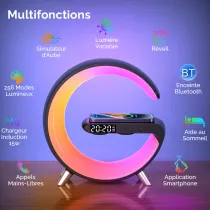 Chargeur Induction | Enceinte Bluetooth | Lampe RVB | Réveil