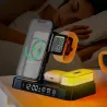Station Induction 4-en-1 avec Horloge/Réveil & Veilleuse RVB