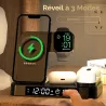 Station Induction 4-en-1 avec Horloge/Réveil & Veilleuse RVB