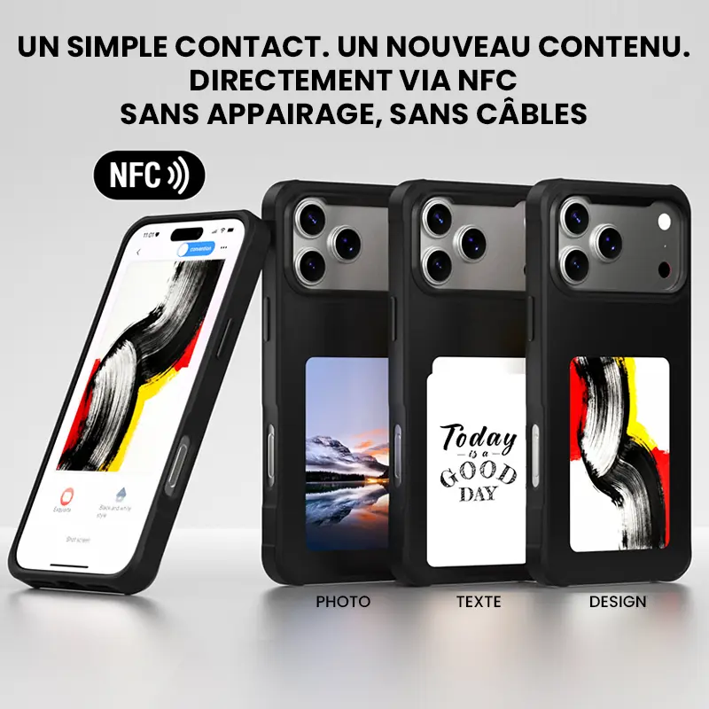 Coque 4SMARTS avec Écran E-Ink NFC Personnalisable pour iPhone 17 Pro Max