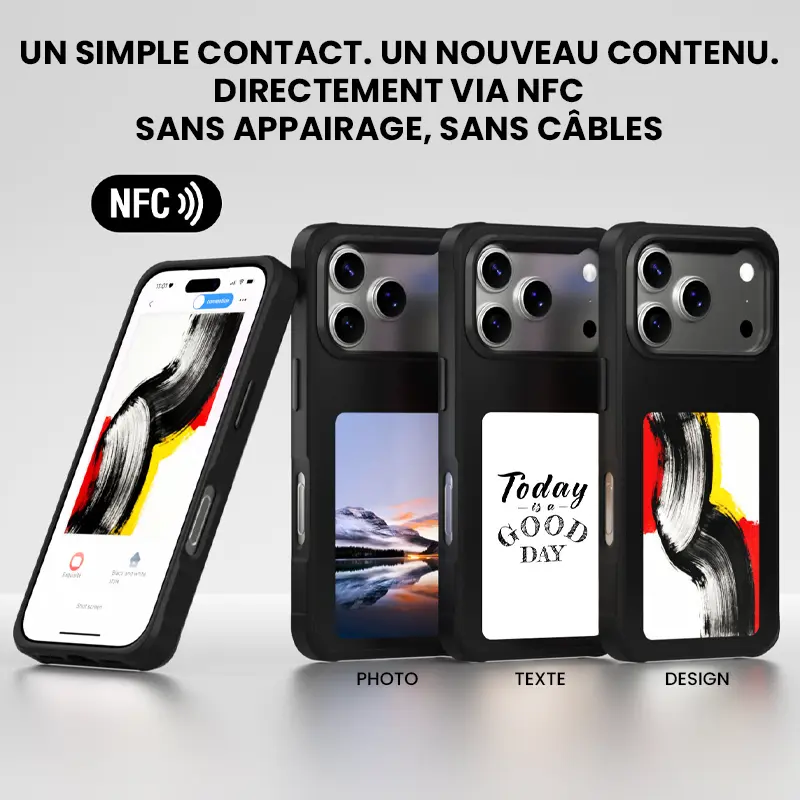 Coque 4SMARTS avec Écran E-Ink NFC Personnalisable pour iPhone 17 Pro