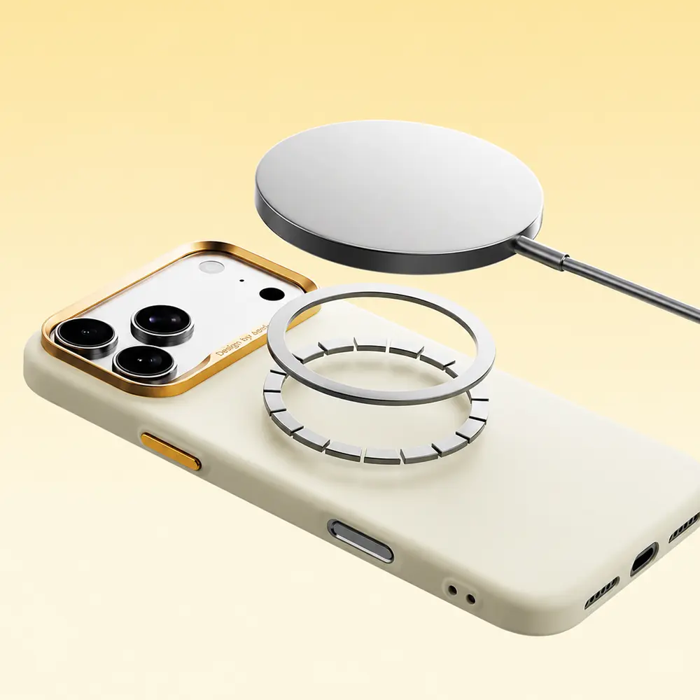 Anneau magnétique intégré de la coque ABEEL Skin Feel Mag avec chargeur sans fil compatible MagSafe