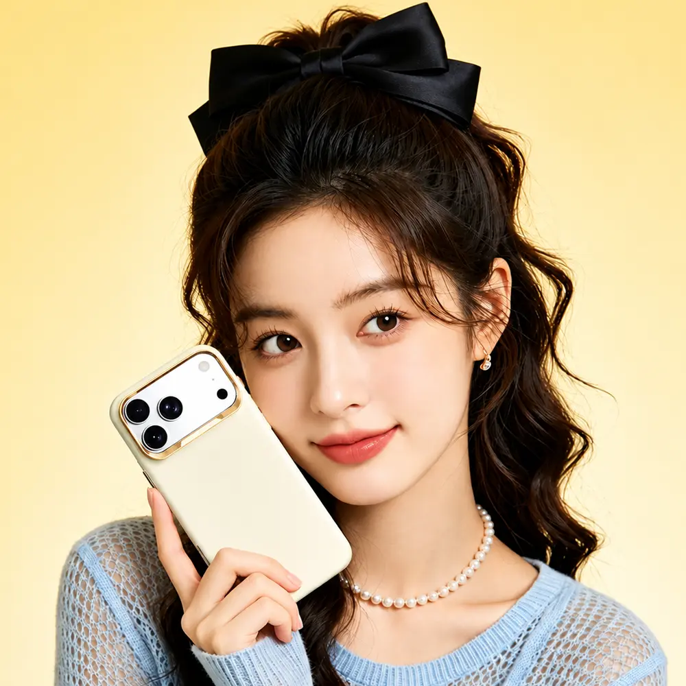 Coque ABEEL Skin Feel Mag jaune crème pour iPhone 17 Pro présentée avec son design fin et élégant