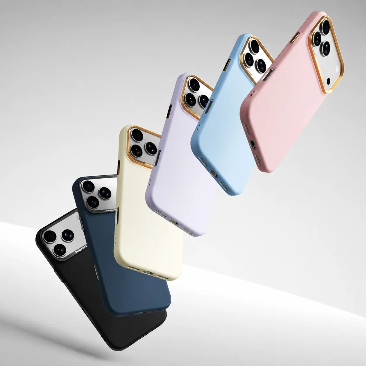 Collection de coques ABEEL Skin Feel Mag pour iPhone 17 Pro en noir, bleu marine, jaune crème, lavande, bleu ciel et rose