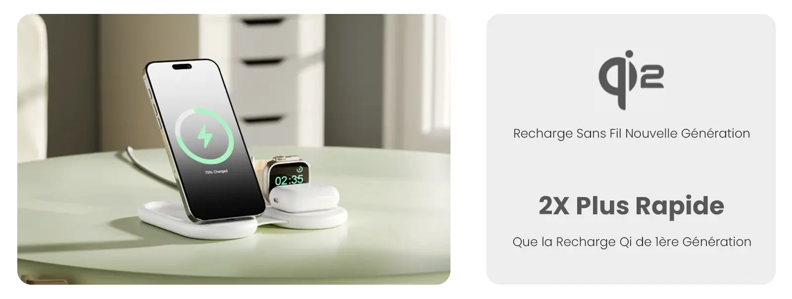 Chargeur Induction Pliable 3-en-1 ALOGIC PackAway Qi2