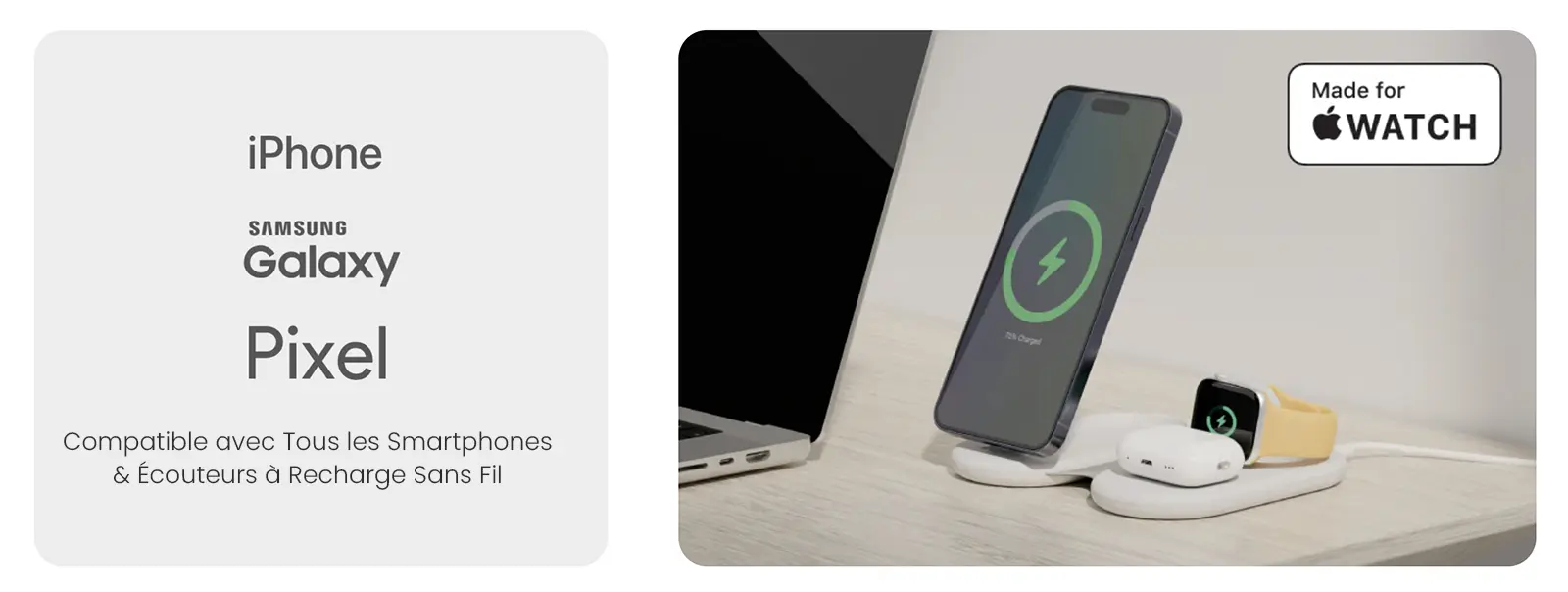 Chargeur Induction Pliable 3-en-1 ALOGIC PackAway Qi2