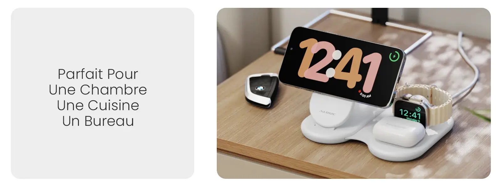 Chargeur Induction Pliable 3-en-1 ALOGIC PackAway Qi2