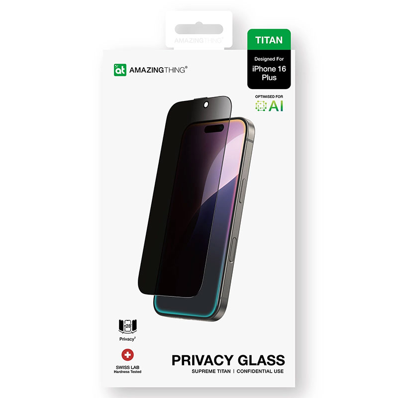 Protection Écran Privée AMAZING THING Supreme Titan Privacy Glass pour iPhone 16 Plus