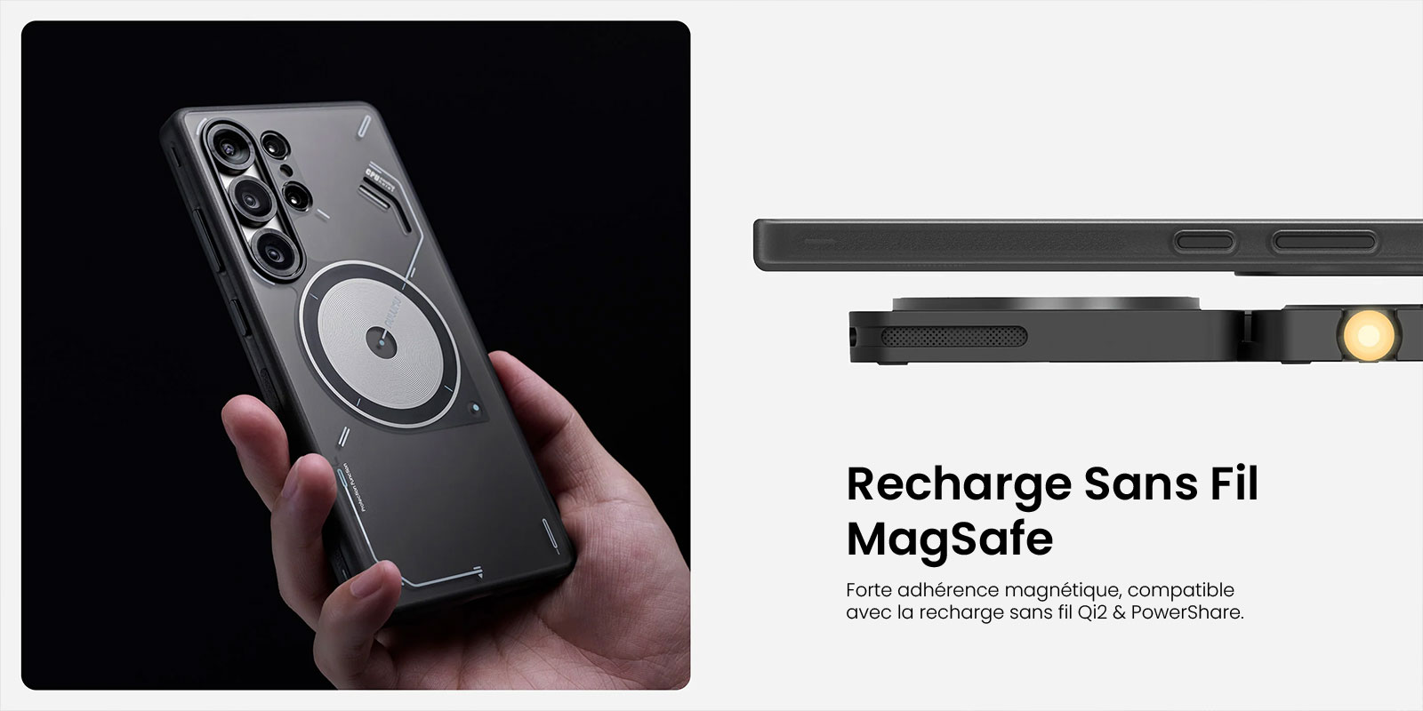 Coque MagSafe AULUMU Frosted Phosphorescente pour Galaxy S25 Ultra