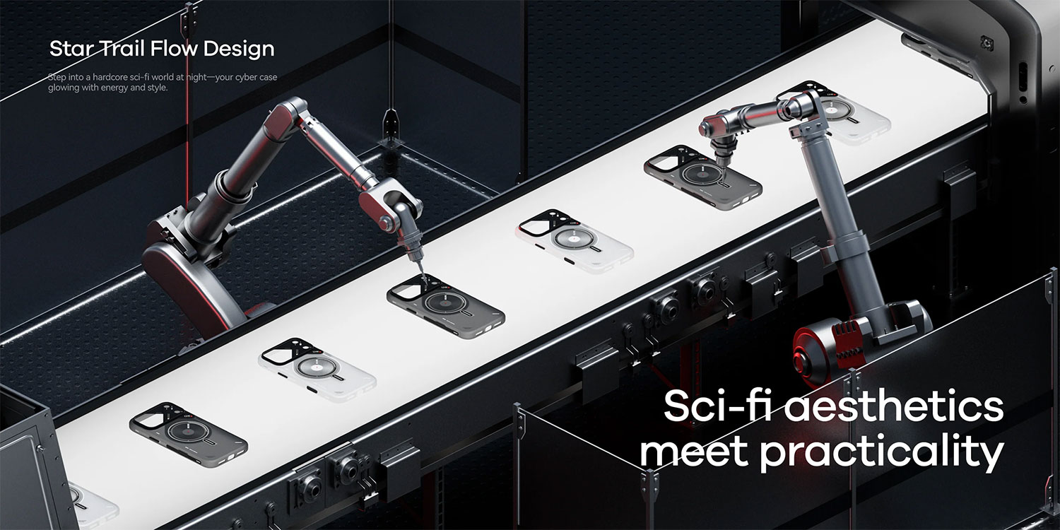 Coque iPhone 17 Pro Max MagSafe AULUMU A17 Frosted au design futuriste Star Trail Flow avec style science-fiction