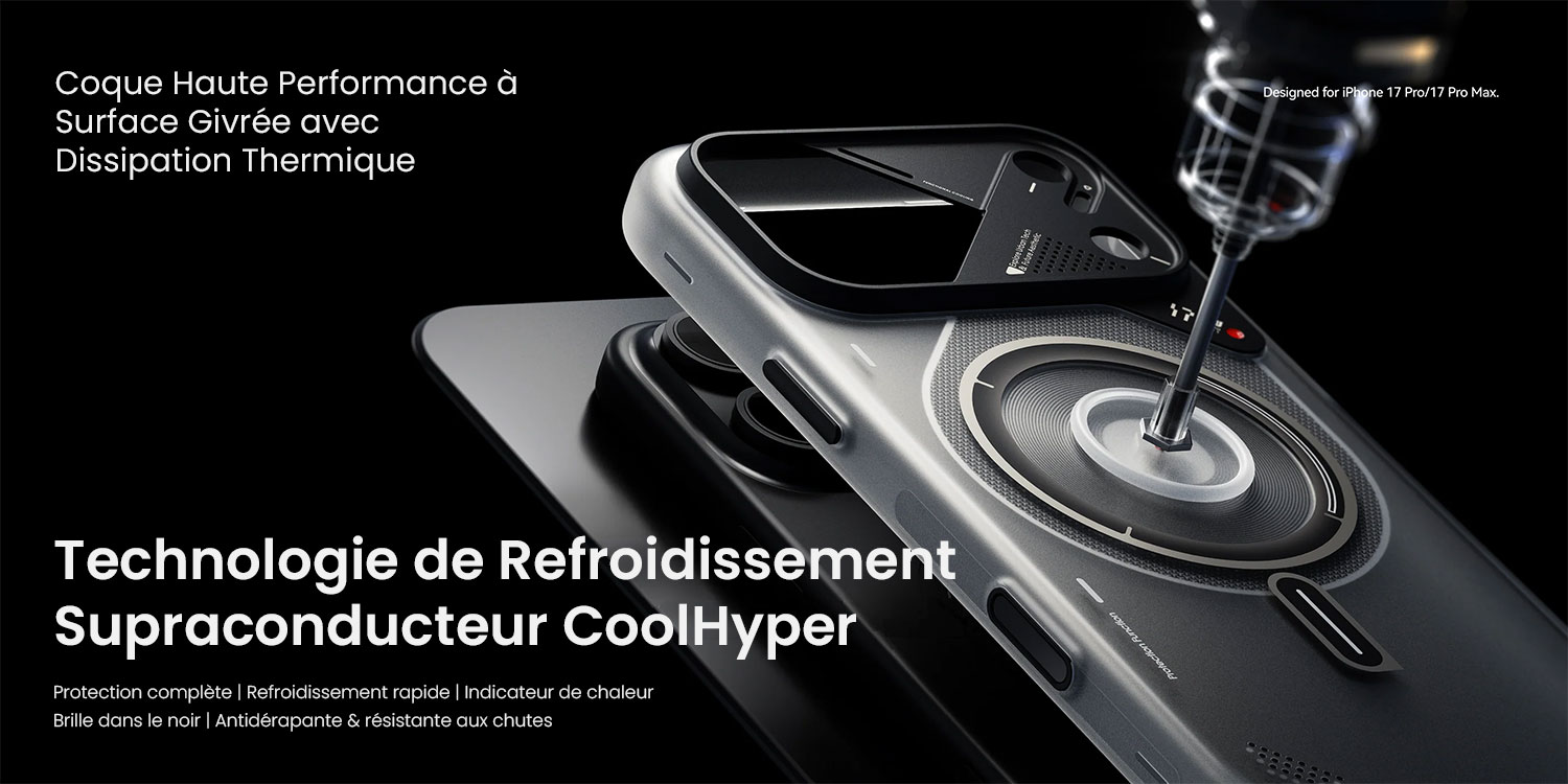Coque iPhone 17 Pro Max MagSafe AULUMU A17 Frosted avec surface givrée et technologie de refroidissement supraconducteur CoolHyper
