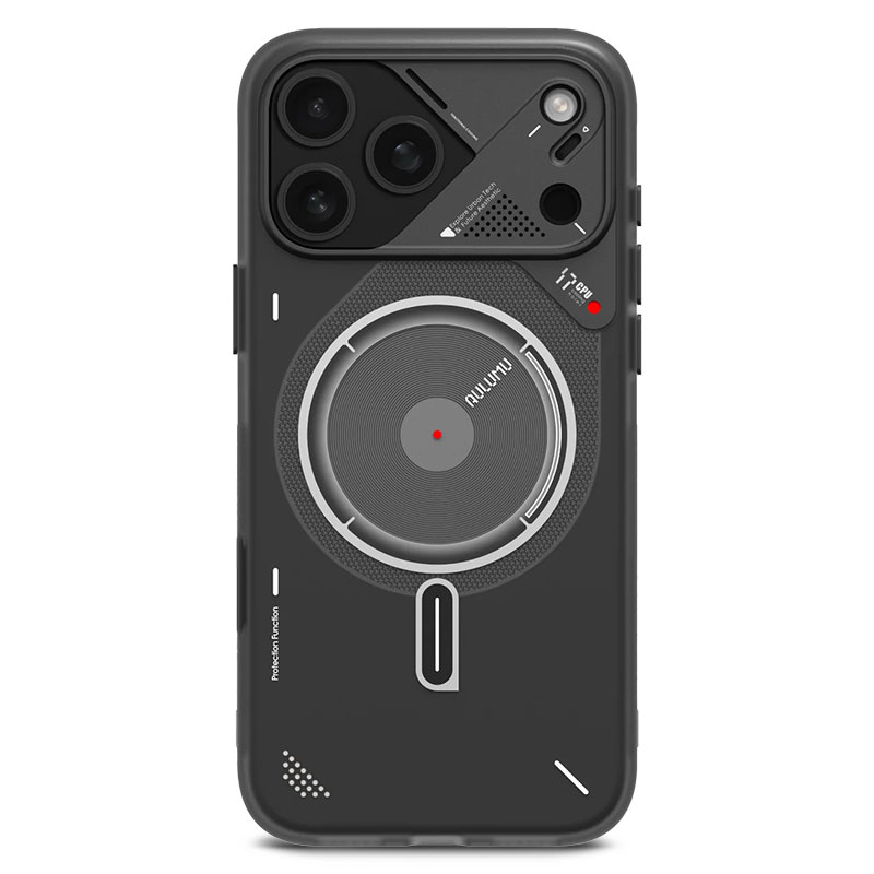 Coque MagSafe AULUMU A17 Frosted translucide gris foncé pour iPhone 17 Pro Max avec protection caméra et indicateur de température
