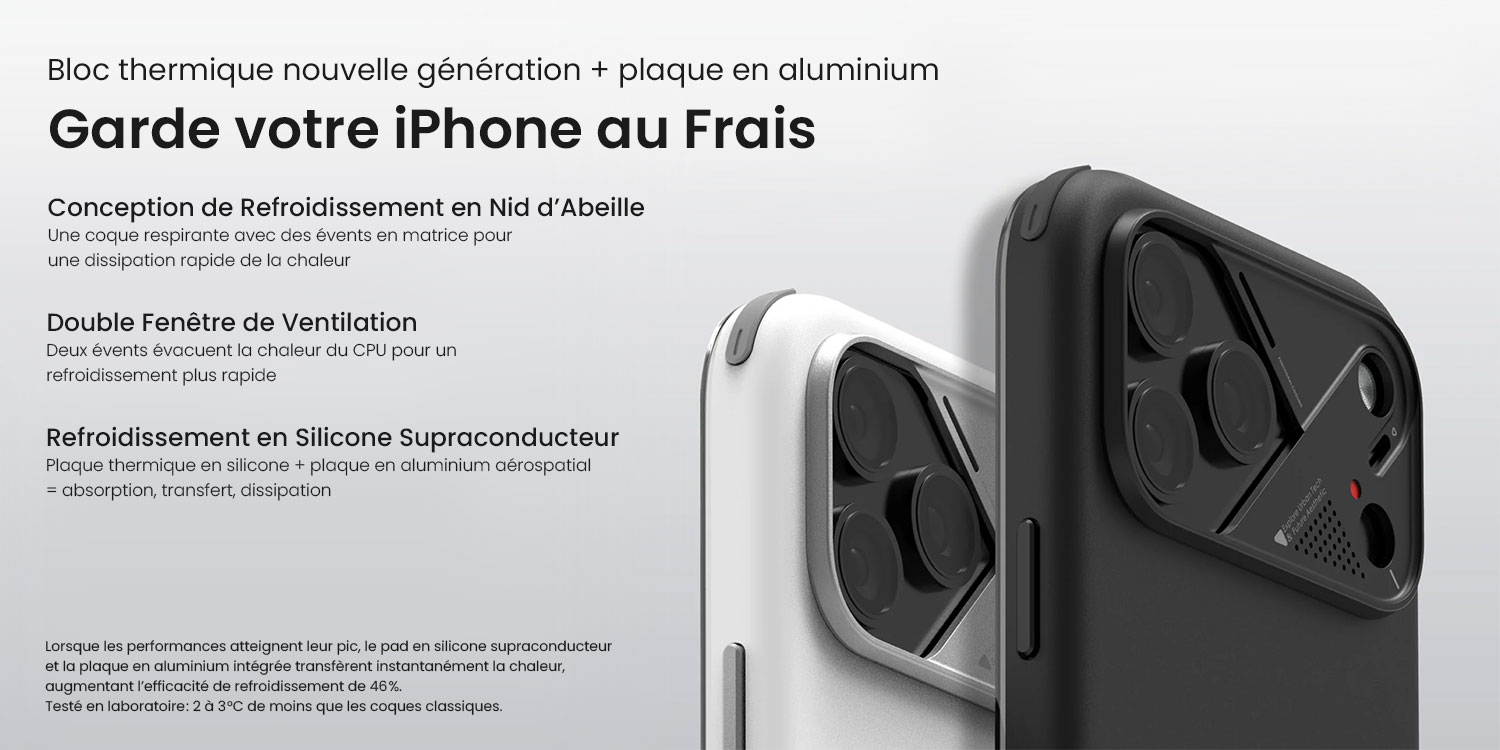 Coque AULUMU A17 Shockproof iPhone 17 Pro avec système de refroidissement avancé en aluminium et silicone supraconducteur