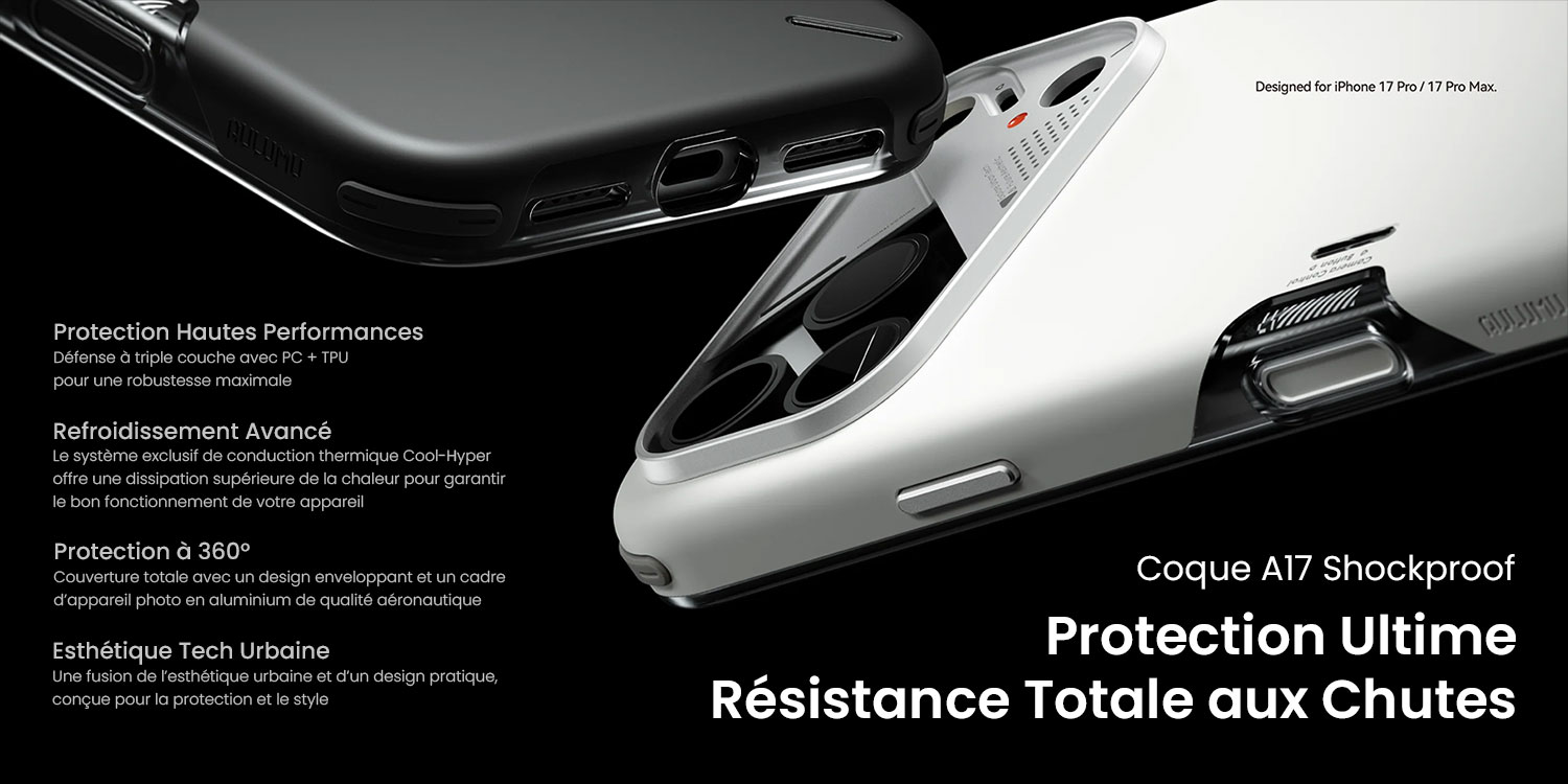 Coque AULUMU A17 Shockproof iPhone 17 Pro - protection 360° triple couche avec système de refroidissement avancé