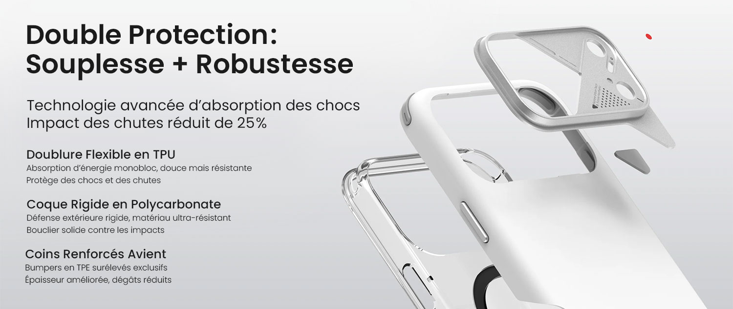 Coque AULUMU A17 Shockproof iPhone 17 Pro - double protection TPU et polycarbonate avec coins renforcés Avient