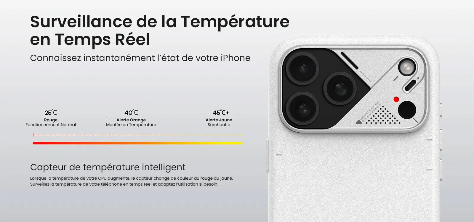 Coque MagSafe iPhone 17 Pro Aulumu vegan, capteur de température en temps réel