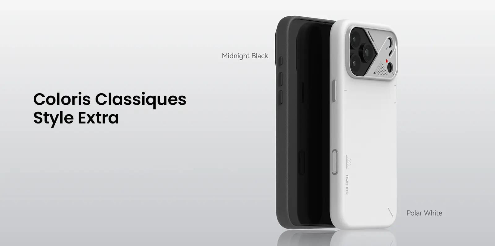 Coque MagSafe iPhone 17 Pro Aulumu vegan noir minuit et blanc polaire, style premium