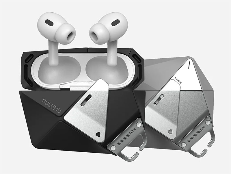 Étui AULUMU A09 Geometric Case avec Dragonne Amovible pour AirPods Pro 1 & 2