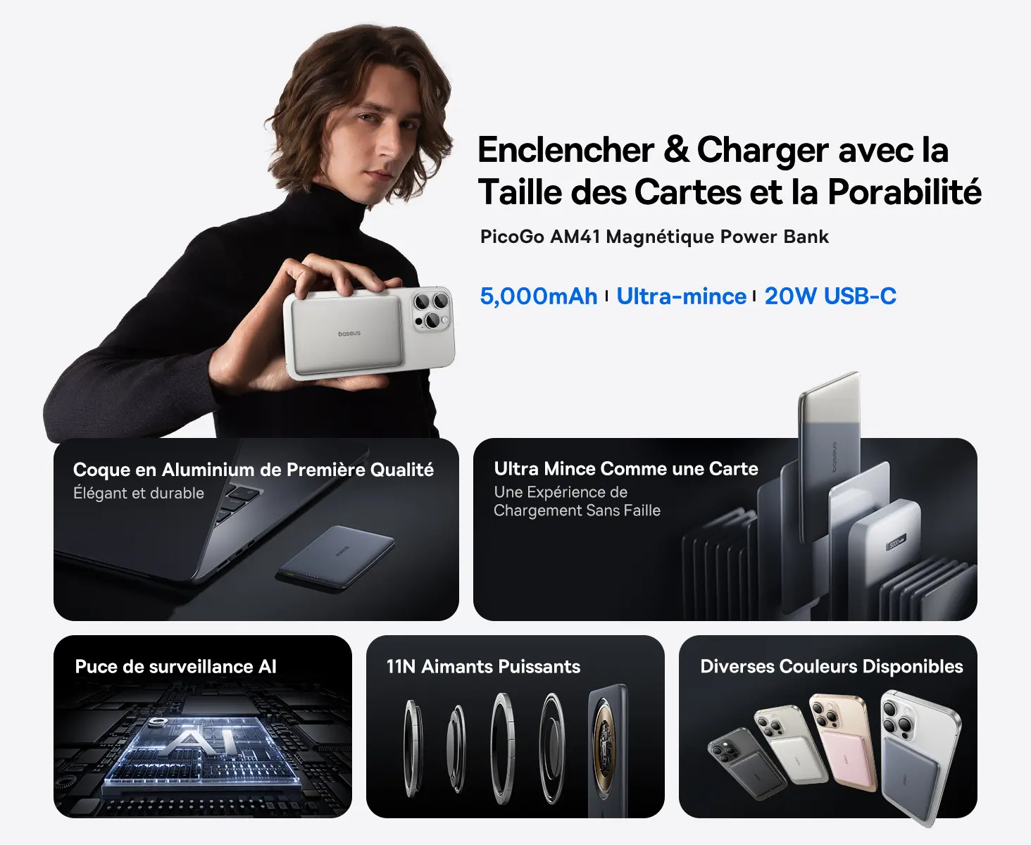 Batterie Externe MagSafe BASEUS PicoGo - Capacité 5000 mAh