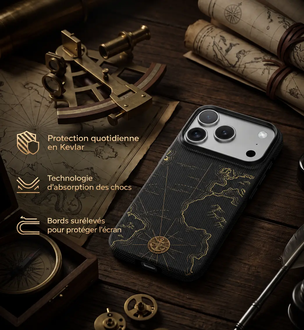 Protection Kevlar et absorption des chocs de la coque BENKS ArmorEdge Air Navigator pour iPhone 18 Pro Max et 17 Pro Max
