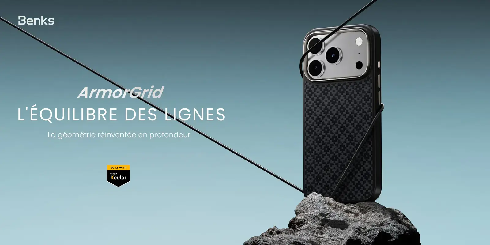 iPhone 17 Pro - Coque MagSafe BENKS ArmorGrid Pro en Fibre Dupont Kevlar