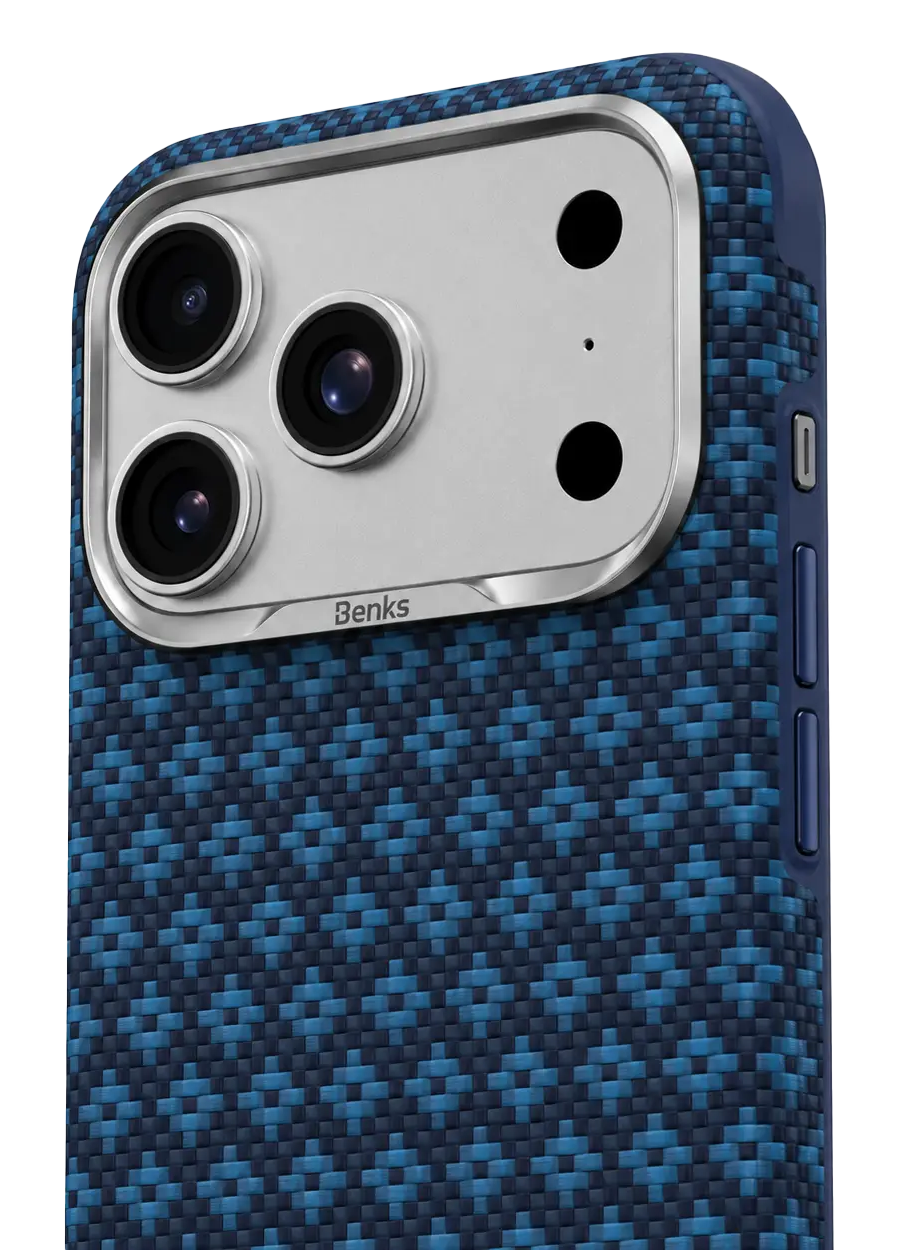 Système de protection ArmorEdge de la coque BENKS ArmorGrid Edge X9 en Kevlar bleu