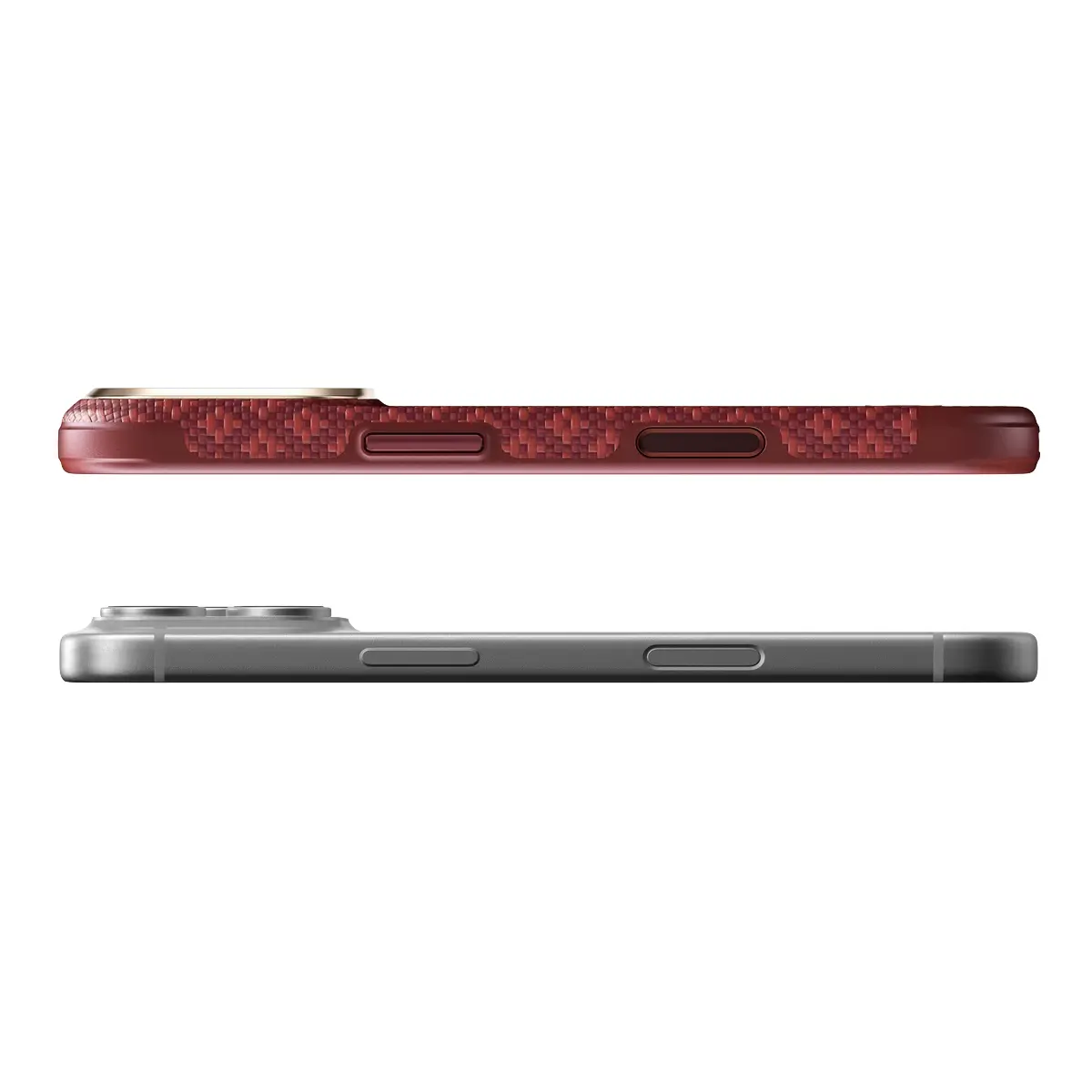 Profil fin de la coque BENKS ArmorEdge rouge comparé à un iPhone