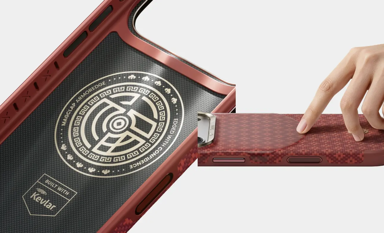 Structure intérieure en TPU et extérieur en Kevlar de la coque BENKS ArmorGrid Edge X9 rouge
