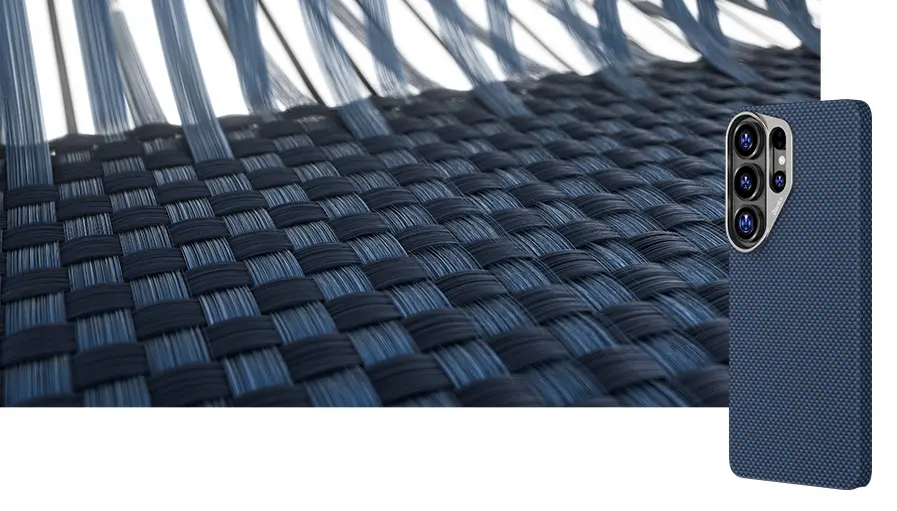 Galaxy S26 Plus - Coque MagSafe BENKS ArmorTint en Fibre Dupont Kevlar 1000D - Détails de la fibre ArmorTint