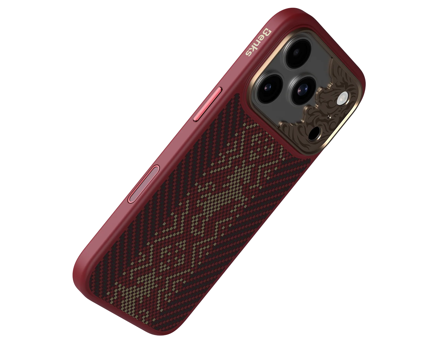 Boutons de la coque BENKS Knight Pro rouge pour iPhone 18 Pro et iPhone 17 Pro