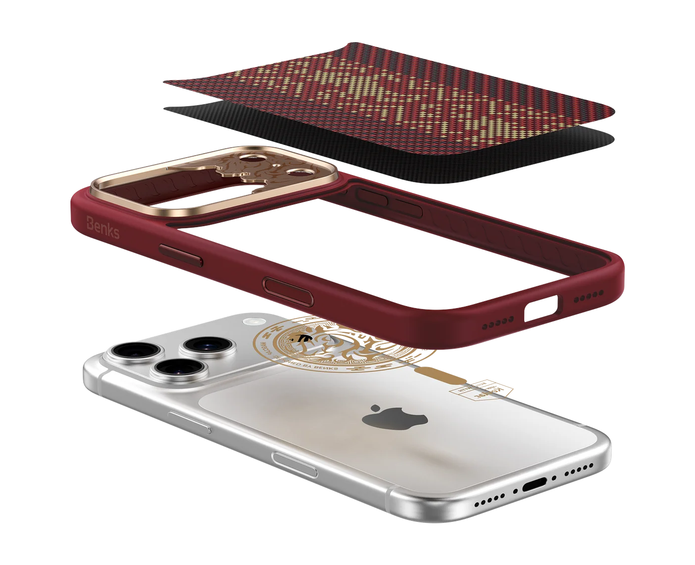 Structure absorbant les chocs de la coque BENKS Knight Pro rouge pour iPhone 18 Pro et iPhone 17 Pro